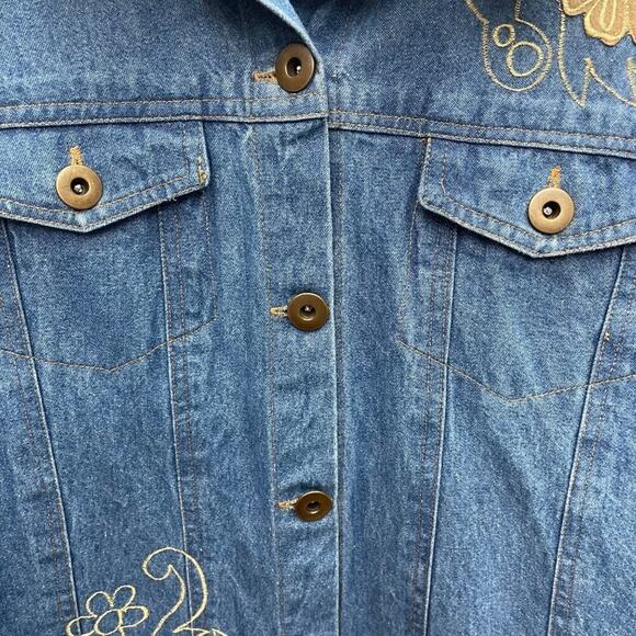 Denim Jacket With Appliqué and Embroidery Women’s Size Large - Picture 3 of 13